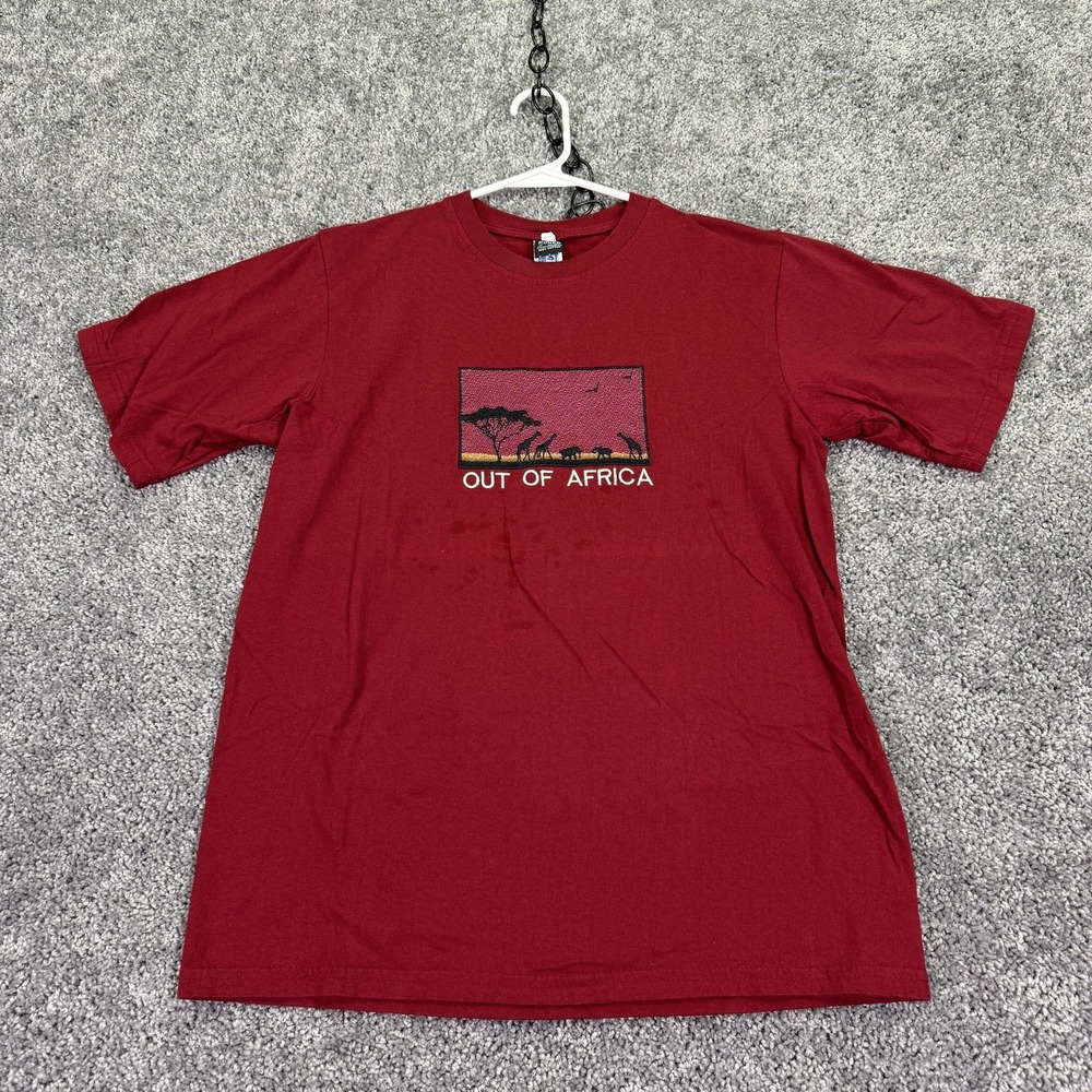 Punch Shirt Mens Medium Red Out Of Africa Embroidered Safari Graphic Tee Kenya